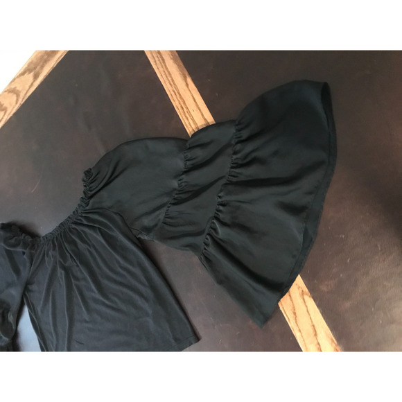 Anthropologie Gloria Off-The-Shoulder Black Top - Size Small - Picture 4 of 14